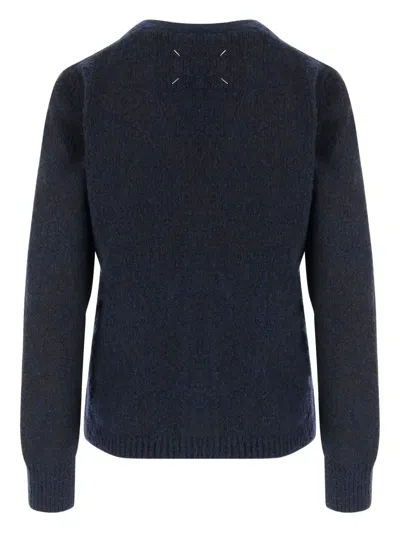 Maison Margiela Wool Blend Cardigan In Blue