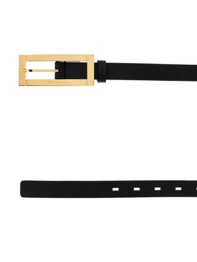 Dsquared2 Rectangular-buckle Leather Belt In Black