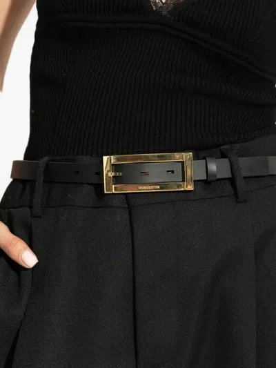 Dsquared2 Rectangular-buckle Leather Belt In Black