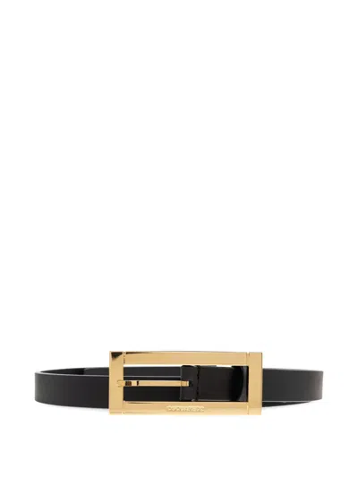 Dsquared2 Rectangular-buckle Leather Belt In Black