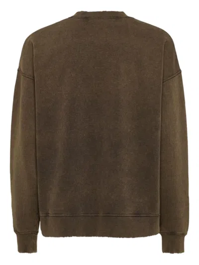 Dsquared2 Logo Printed Crewneck Distressed Sweatshirt In Brown