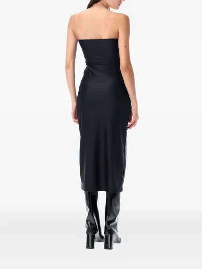Coperni Strapless Fitted Midi Dress Buckle Accents In Black