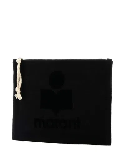 Isabel Marant Zip-fastening Cotton Clutch In Black