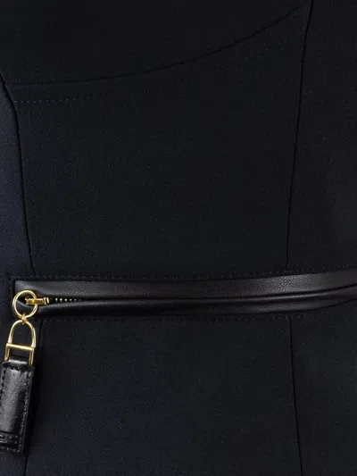 Elisabetta Franchi Double Crepe Top With Black Zip Details In Black