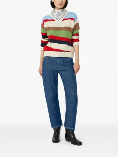 Weekend Max Mara Striped Crew Neck Knit Sweater In Multi