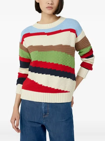 Weekend Max Mara Striped Crew Neck Knit Sweater In Multi