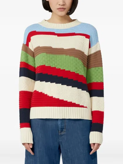 Weekend Max Mara Striped Crew Neck Knit Sweater In Multi