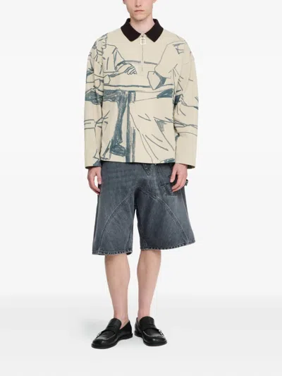 Jw Anderson Rugby Polo Shirt With Print In Neutral