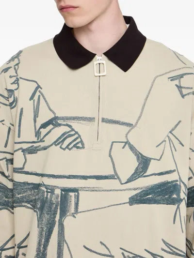 Jw Anderson Rugby Polo Shirt With Print In Neutral