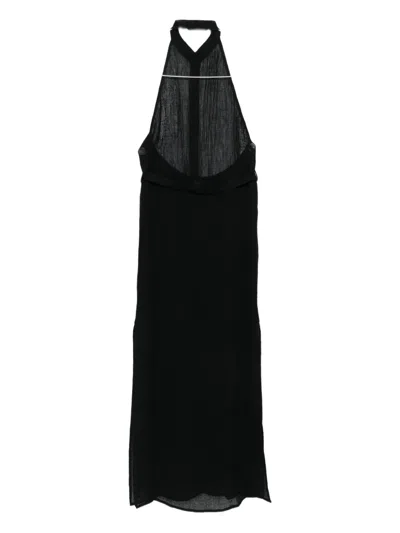 Le Kasha Jabal Halterneck Belted Midi Dress In Black
