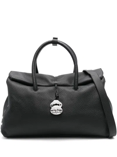 Zanellato Dotta Small Black Leather Bag In Black