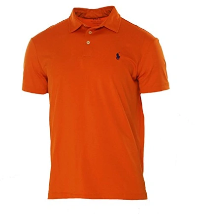 Polo Ralph Lauren Mens Medium Performance Polo Rugby Shirt In Orange