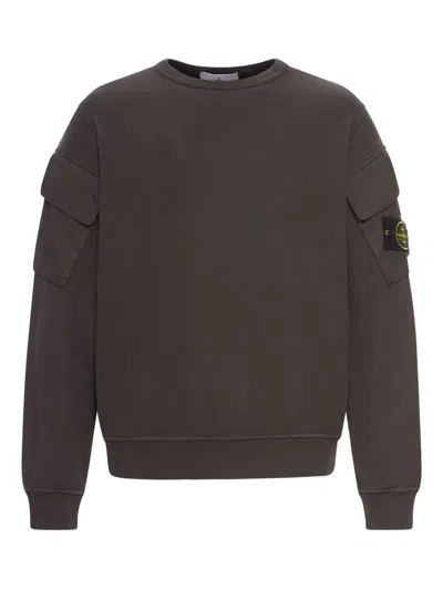 Stone Island Logo Crewneck Sweatshirt In Gray