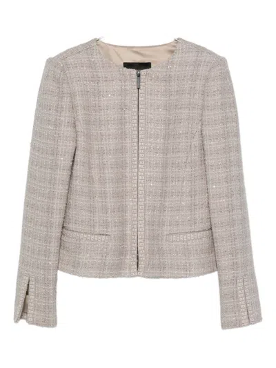 Emporio Armani Wool Blend Blazer Jacket In Neutral