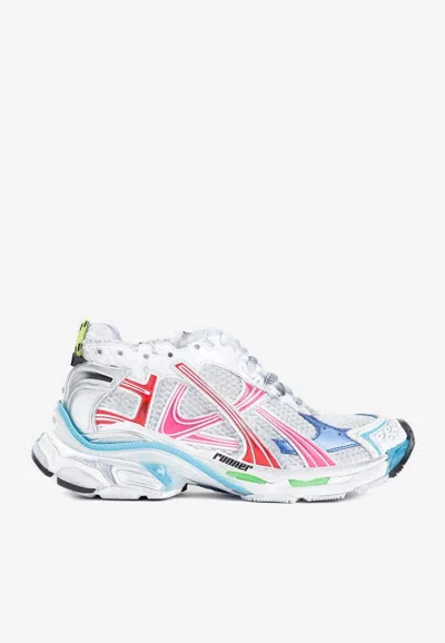 Balenciaga Mesh And Nylon Multicolor Worn-out Effect Runner Sneakers Shoes In Multi