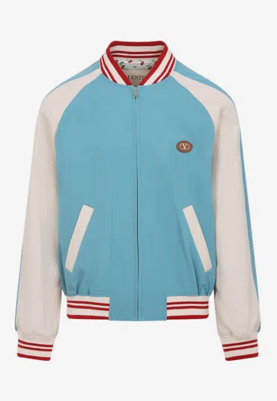 Valentino Bomber Jacket Wool Embroidered Back In Multi