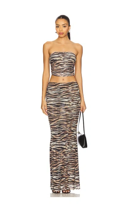 Superdown Gisela Maxi Skirt Set In Animal Print