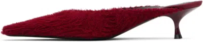 Victoria Beckham 45mm Sloan Pointed-toe Fringed Mules In Red