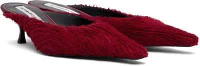 Victoria Beckham 45mm Sloan Pointed-toe Fringed Mules In Red