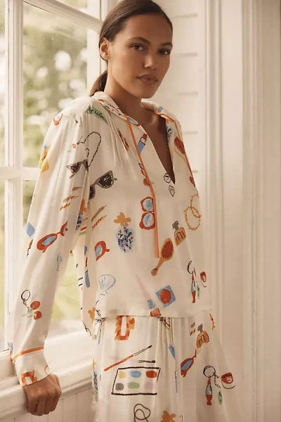 Phthalo Ruth X Lyrebird Silky Pullover Top In Multi