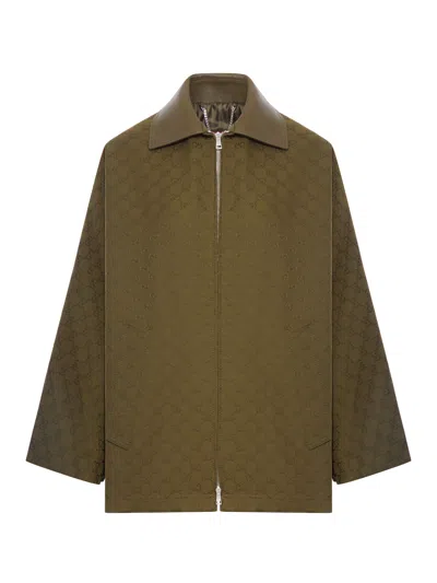 Gucci Women Gg Fabric Zip-up Jacket In Green