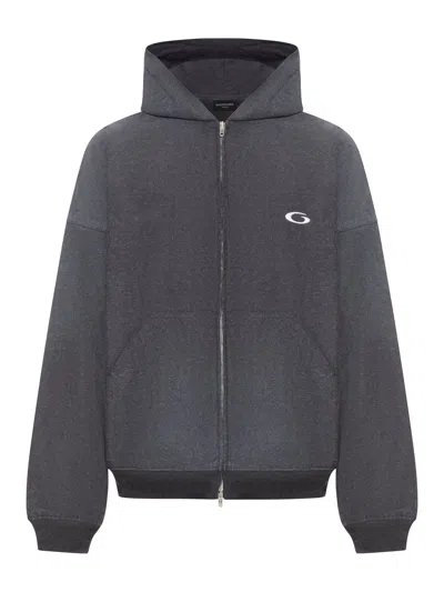 Balenciaga Men Grey Sweatshirt With Fixed Hood And Logo Detail On The Front In Cotton Man In Gray