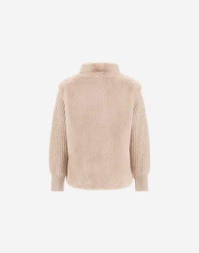 Herno Resort Jacket In Faux Mink Fur In Neutral