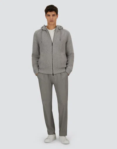 Herno Resort Cardigan In Stocking-stitched Carded Wool In Gray