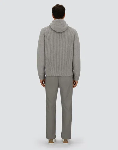 Herno Resort Cardigan In Stocking-stitched Carded Wool In Gray