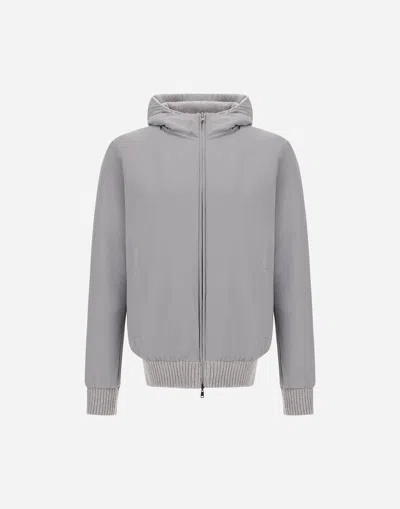 Herno Resort Cardigan In Stocking-stitched Carded Wool In Gray