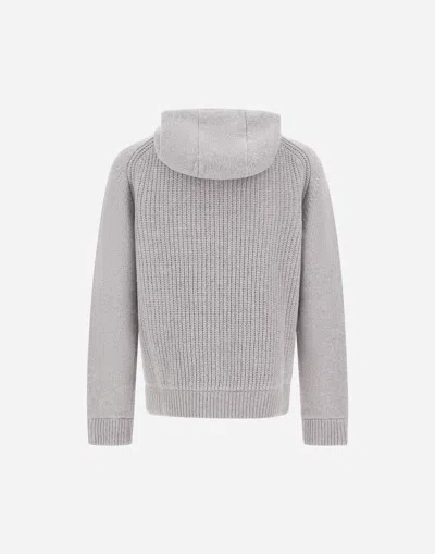 Herno Resort Cardigan In Stocking-stitched Carded Wool In Gray