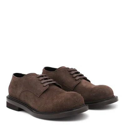 Moschino Lace-up Brogues Leather Sole In Brown