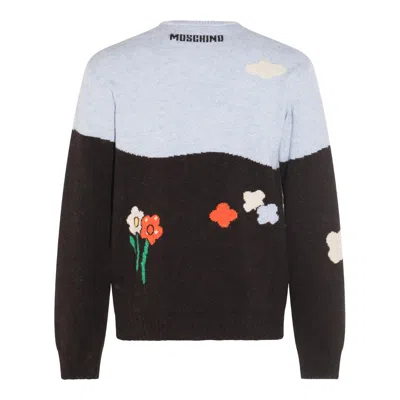 Moschino Wool Crew Neck Sweater With Graphic Design In Red