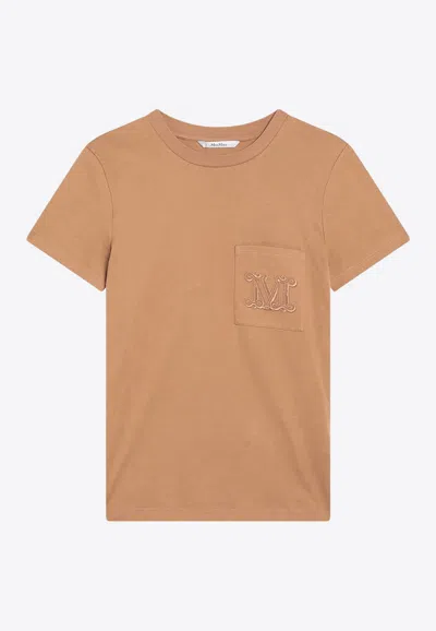 Max Mara Papaia Cotton Crew-neck T-shirt In Brown