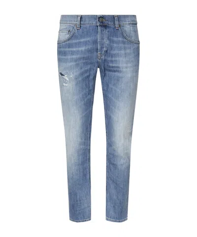 Dondup Distressed Slim Fit Jeans In Blue