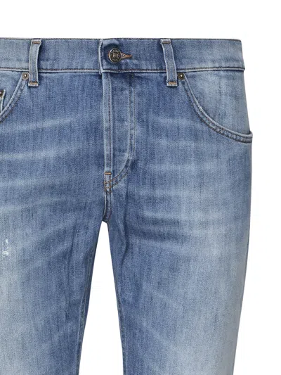 Dondup Distressed Slim Fit Jeans In Blue