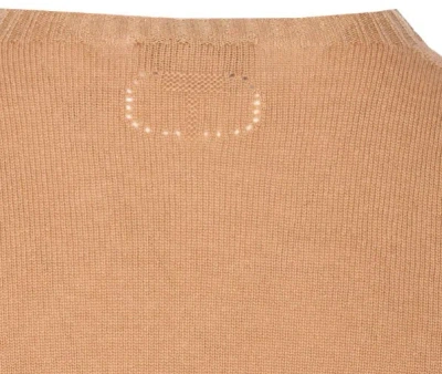 Twinset Twin-set Beige Crew Neck Sweater In Soft Wool-cashmere Blend In Brown