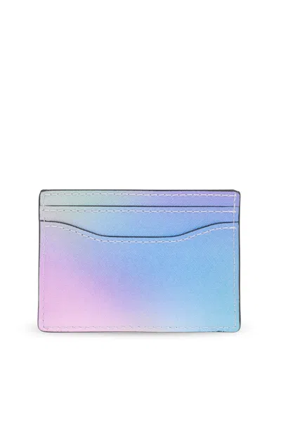 Marc Jacobs The Card Case Wallet In Multicolor Leather In Blue