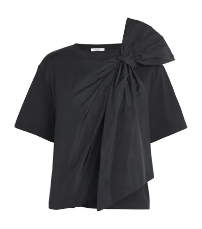 Max Mara Cotton Bow-detail T-shirt In Black