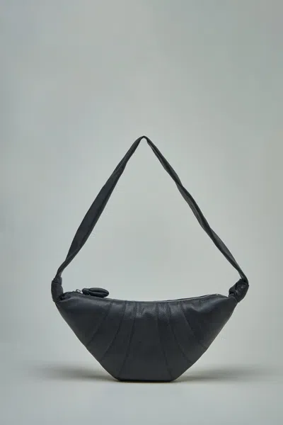 Lemaire Medium Croissant Bag Soft Grained Leather In Black