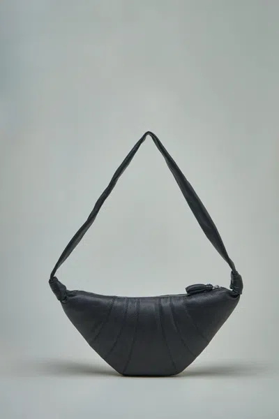 Lemaire Medium Croissant Bag Soft Grained Leather In Black