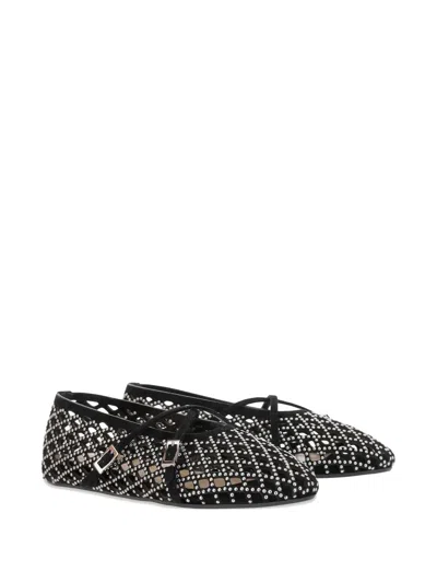 Mach&mach Crystal-embellished Lattice Ballet Flats In Black