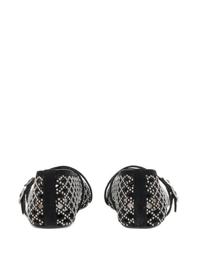 Mach&mach Crystal-embellished Lattice Ballet Flats In Black