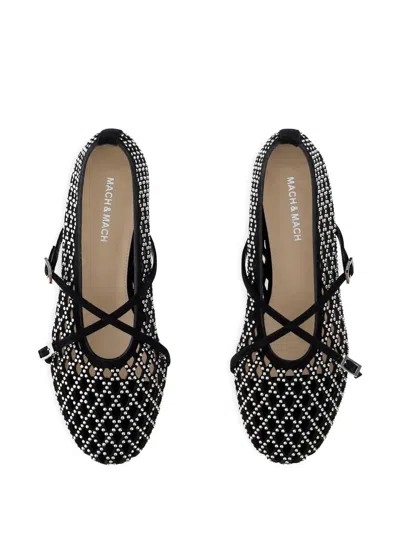 Mach&mach Crystal-embellished Lattice Ballet Flats In Black