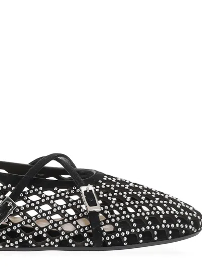 Mach&mach Crystal-embellished Lattice Ballet Flats In Black