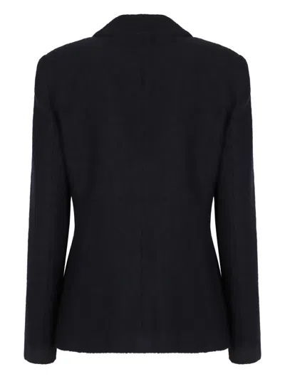 Emporio Armani Chevron Single-breasted Blazer In Black