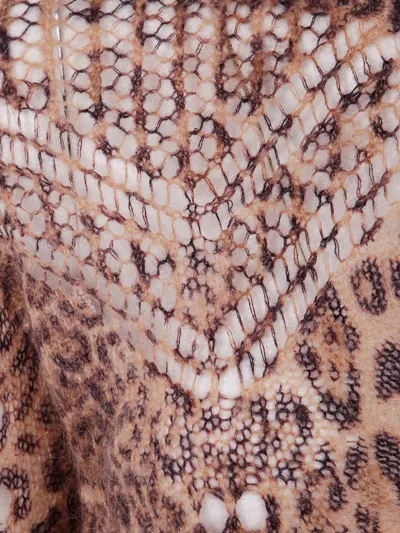 Twinset Twin-set Textured Knit Sweater With Animal Print Design In Multi