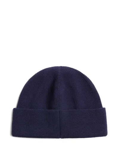 Valentino Garavani Cotton And Wool Blend Beanie With Turn-up Brim In Blue