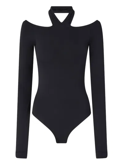 Pinko Long-sleeved Bodysuit With Open Shoulders In Black