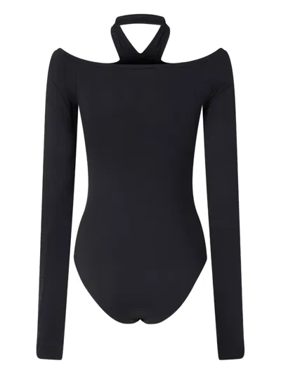 Pinko Long-sleeved Bodysuit With Open Shoulders In Black